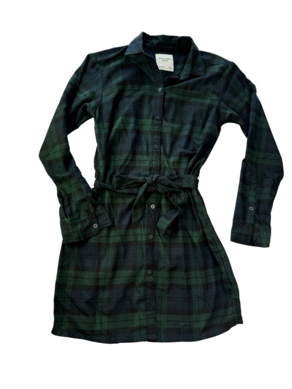 Abercrombie & Fitch Plaid Green Black Long Shirt Dress. Size Women's XS Flannel
